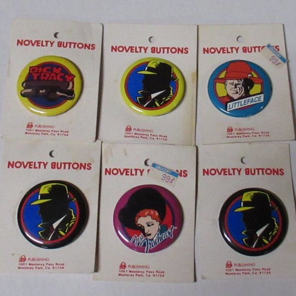 6 Dick Tracy Pinback Buttons NOC Jess Trueheart + - Picture 2 of 4